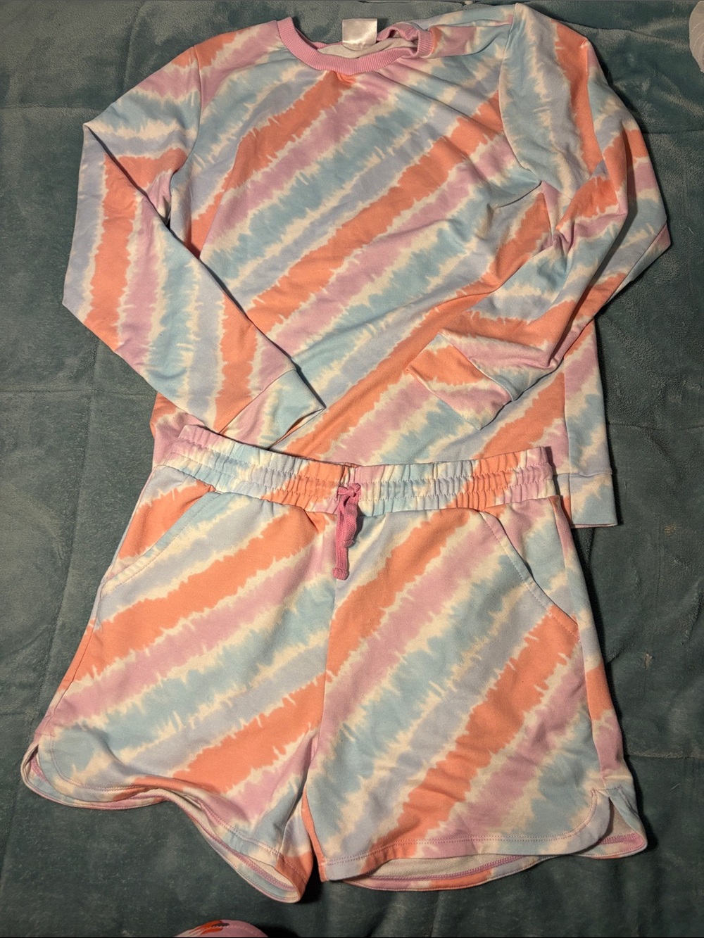 32 Degrees Kids Tie-Dye Swim Coverup Set - Pink, Peach & Light Blue